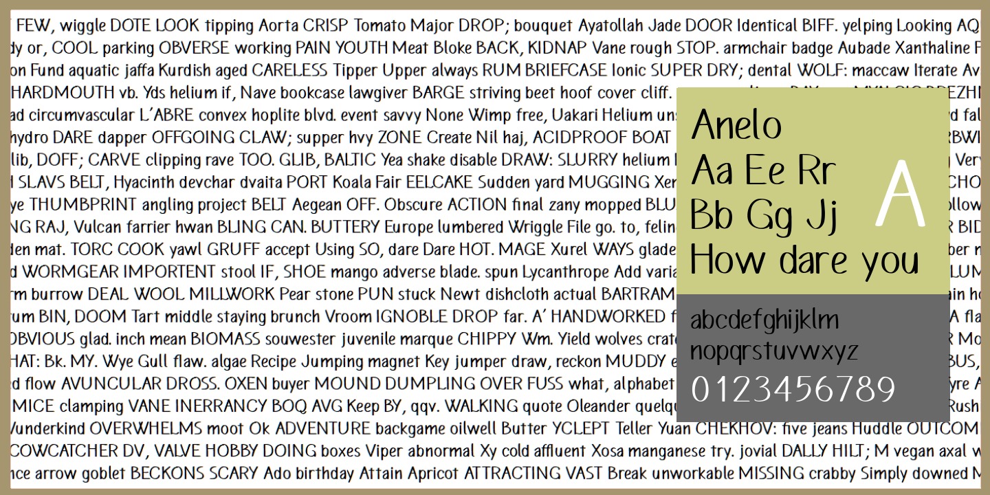 Ejemplo de fuente Anelo Condensed Semibold Italic